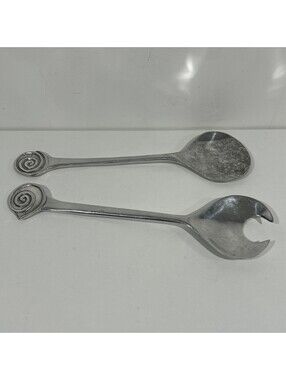 Vintage Mariposa 1993 Serving Fork Spoon Set Swirl Handle 13.25”